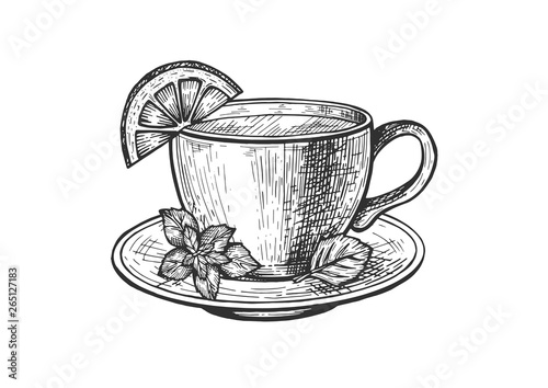 Cup of aromatic tea set