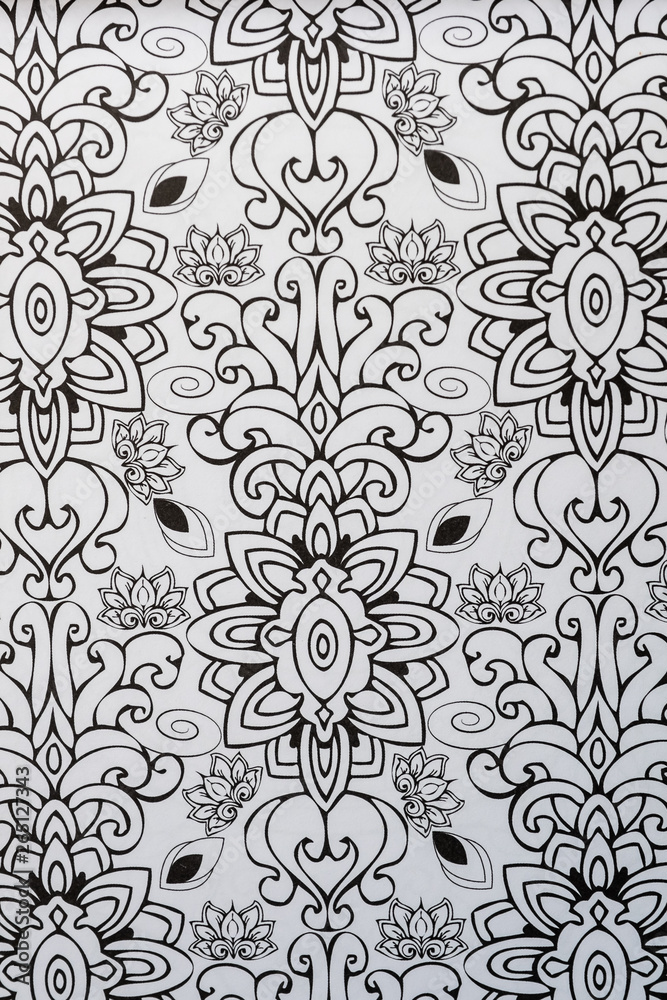 Fototapeta premium Arrière plan noir et blanc au motif graphique fleuri