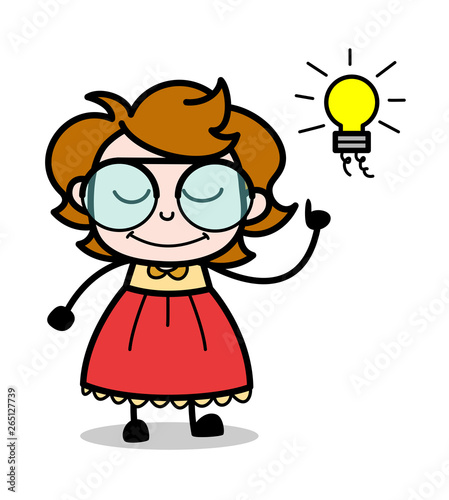 Got an Idea- Teenager Cartoon Intelligent Girl Vector Illustration