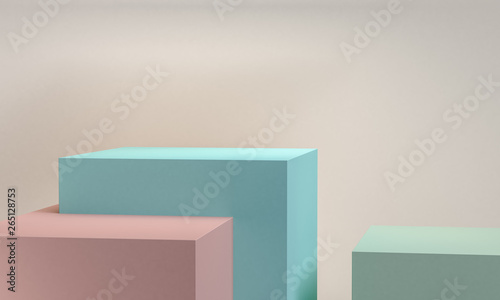 Minimalist abstract background, primitive geometrical figures, trend poster, 3D render ,for the advertized.