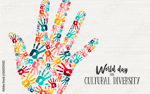 Cultural Diversity Day diverse hand concept card