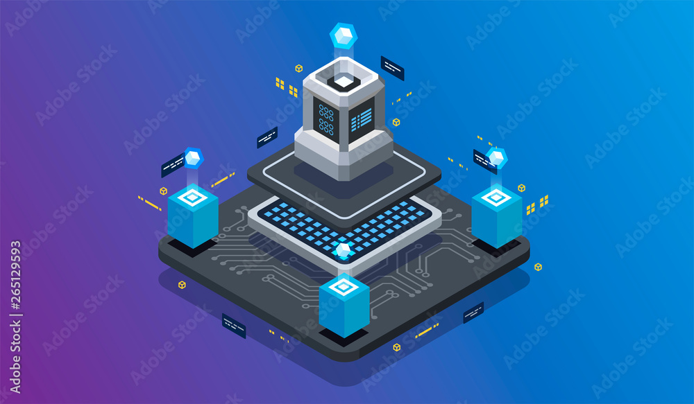 custom made wallpaper toronto digitalIsometric design concept virtual reality and augmented reality. software development and programming. Computation of big data center, information processing, database. isometric vector technology