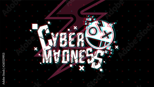 Cyber madness Creative logo. Vector template for web and print.