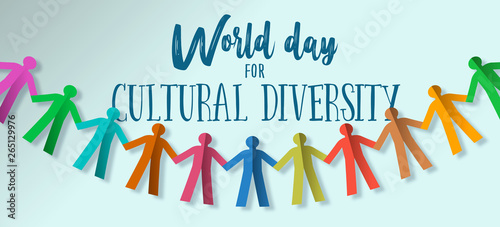 Cultural Diversity Day banner of paper people team
