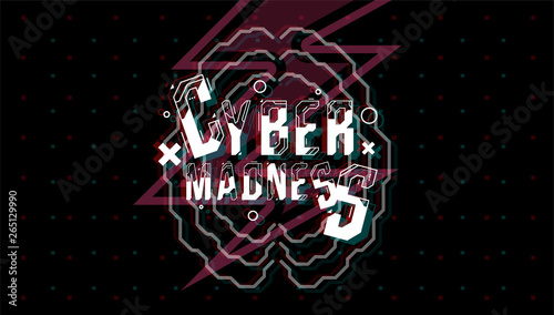 Cyber madness Creative logo. Vector template for web and print.