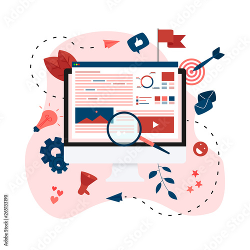 Concept for Digital marketing agency, digital media campaign flat vector illustration	