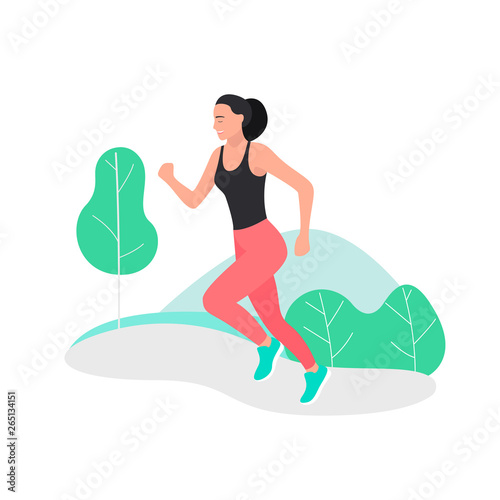 Young woman jogging. Marathon racer running. Athlete runner.