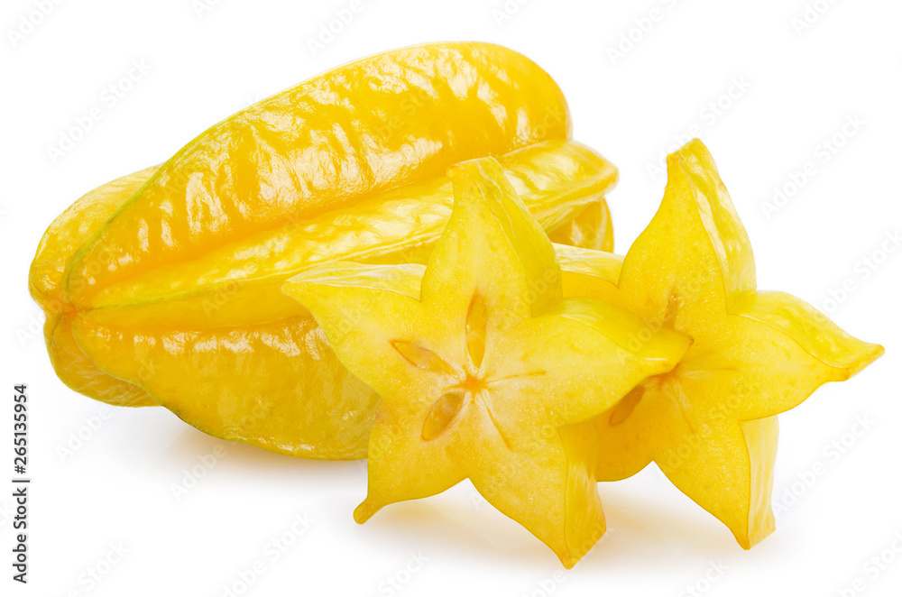 Fresh carambola or starfruit on white background Fresh carambola or starfruit on white background