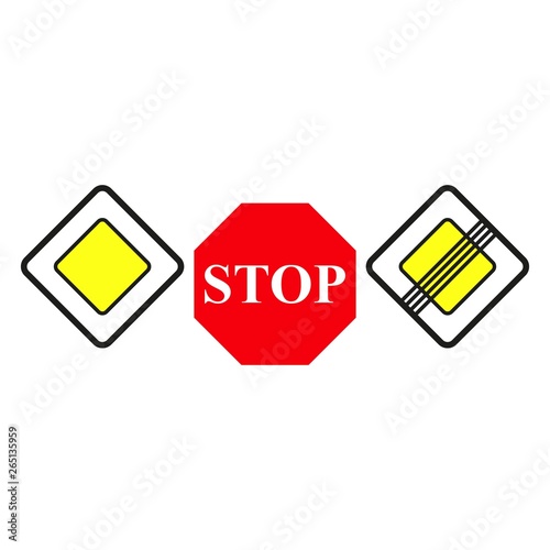 Set main road signs icons the stop