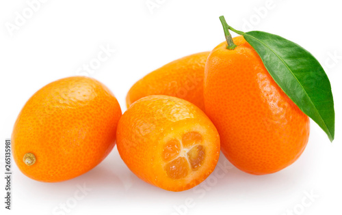 Fresh kumquat on white background
