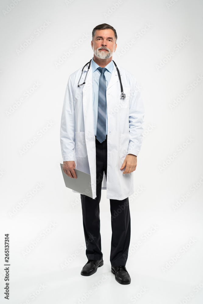Full body portrait of happy smiling doctor, isolated on white background. Full body portrait of happy smiling doctor, isolated on white background.