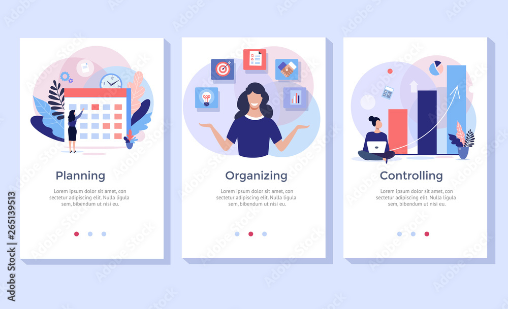 Planning and organizing concept illustration set, perfect for banner, mobile app, landing page - obrazy, fototapety, plakaty 