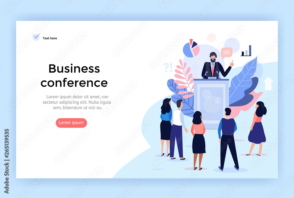 Speaker at Business Conference concept illustration, perfect for web  design, banner, mobile app, landing page, vector flat design Stock Vector |  Adobe Stock