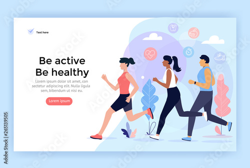 Running sport people  be active  healthy lifestyle concept illustration  perfect for web design  banner  mobile app  landing page  vector flat design