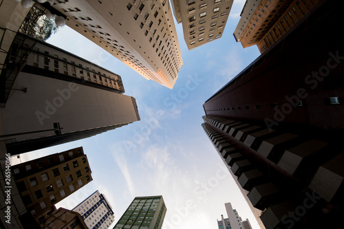 Buildings seen from below in wide angle