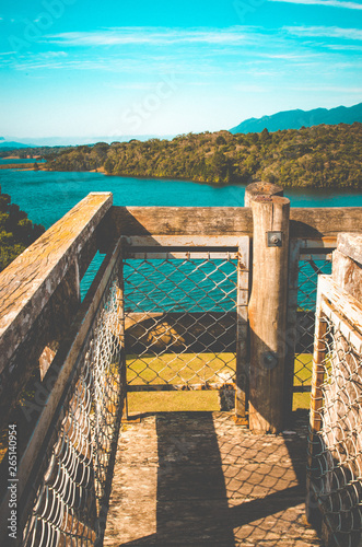 Blue lake observation tower in Piraquara, Brazil