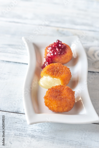 Camembert nuggets with cranberry sauce