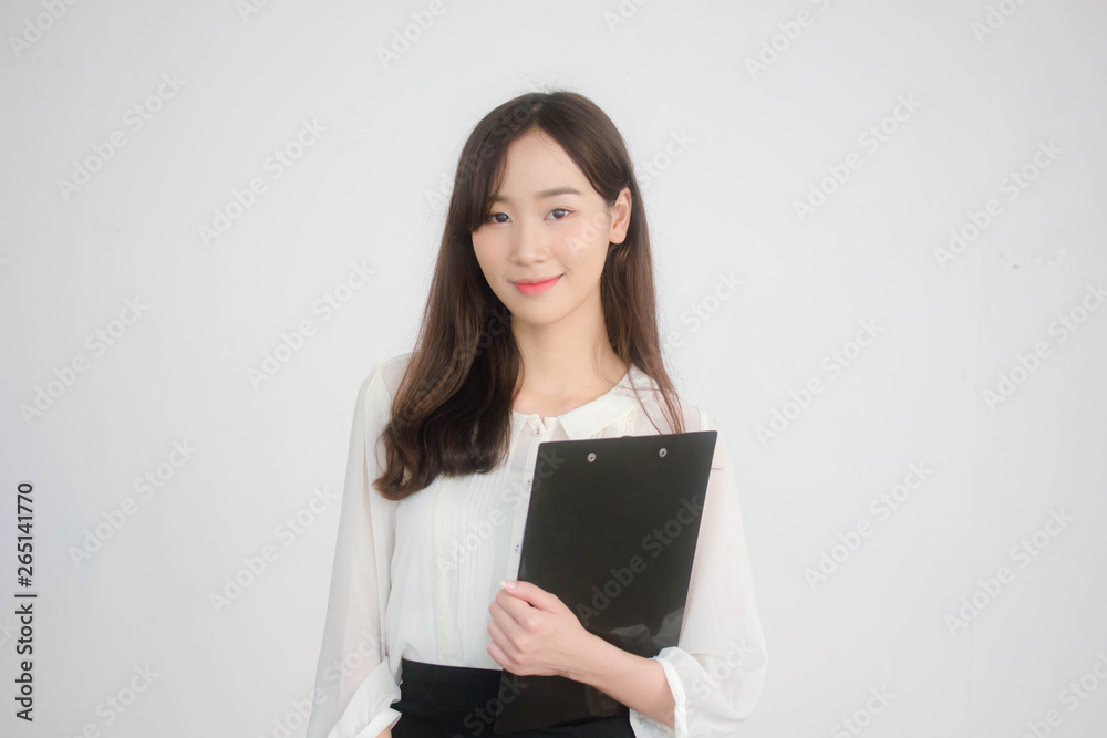 Portrait of thai adult working women white shirt working Portrait of thai adult working women white shirt working