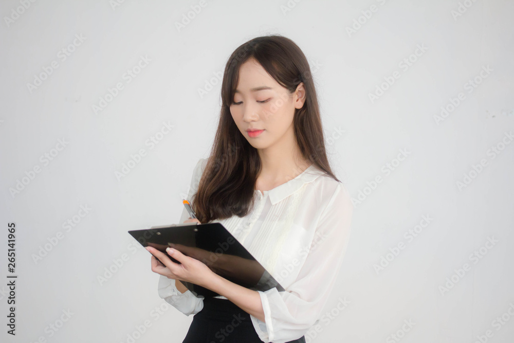 Portrait of thai adult working women white shirt working Portrait of thai adult working women white shirt working