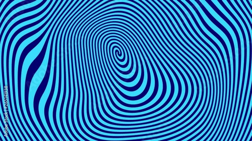 Animation background abstract hypnotic moving lines blue and dark blue. Screensaver for video.