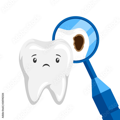 Illustration of sick tooth with caries.