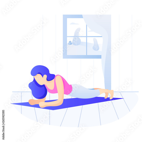 Young Fit woman doing plank exercise. Core workout, loss weight.