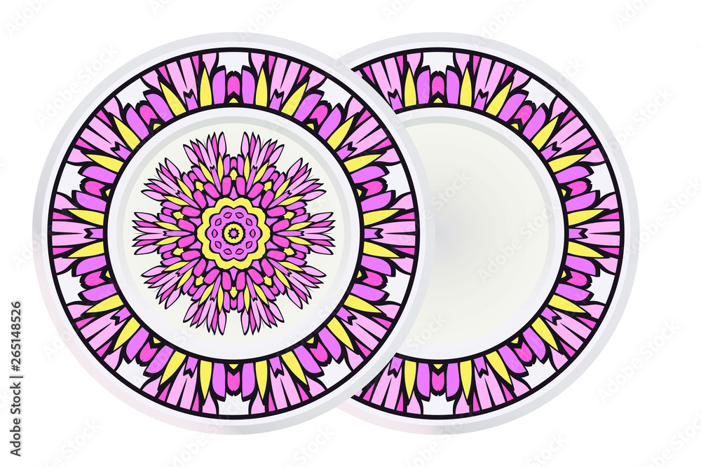 Set of two Decorative Art Deco Mandala and Border From Floral Elements. Vector Illustration. For Coloring Book, Greeting Card, Invitation, Tattoo. Anti-Stress Therapy Pattern Set of two Decorative Art Deco Mandala and Border From Floral Elements. Vector Illustration. For Coloring Book, Greeting Card, Invitation, Tattoo. Anti-Stress Therapy Pattern