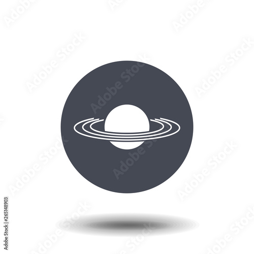 Planet Saturn with planetary ring system flat vector icon for astronomy apps and websites