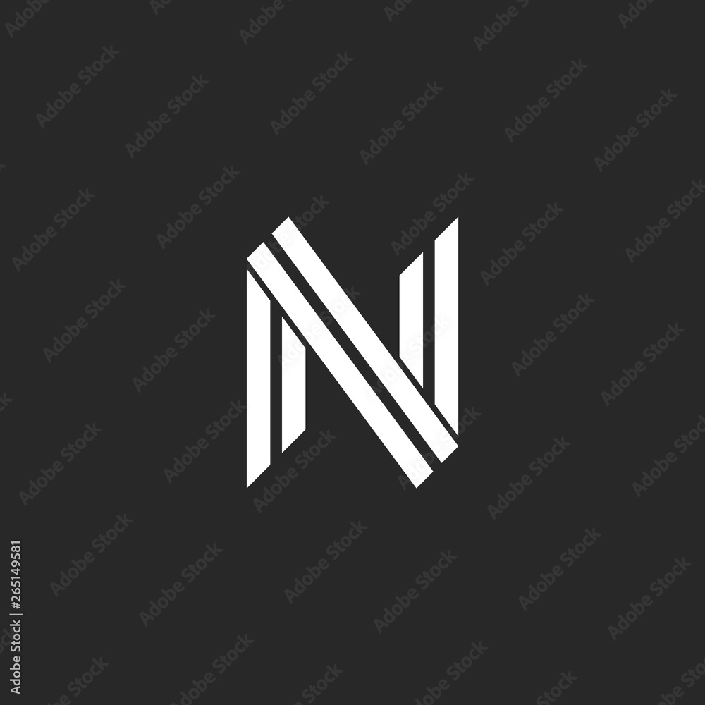 Monogram letter N logo design two parallel lines hipster style Monogram letter N logo design two parallel lines hipster style
