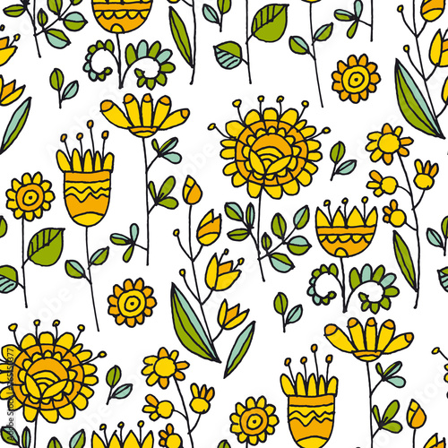 Abstract flowers naive seam...