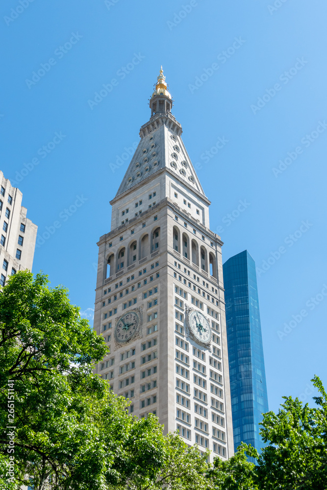 Clock Tower building with One Word Trade Center Clock Tower building with One Word Trade Center