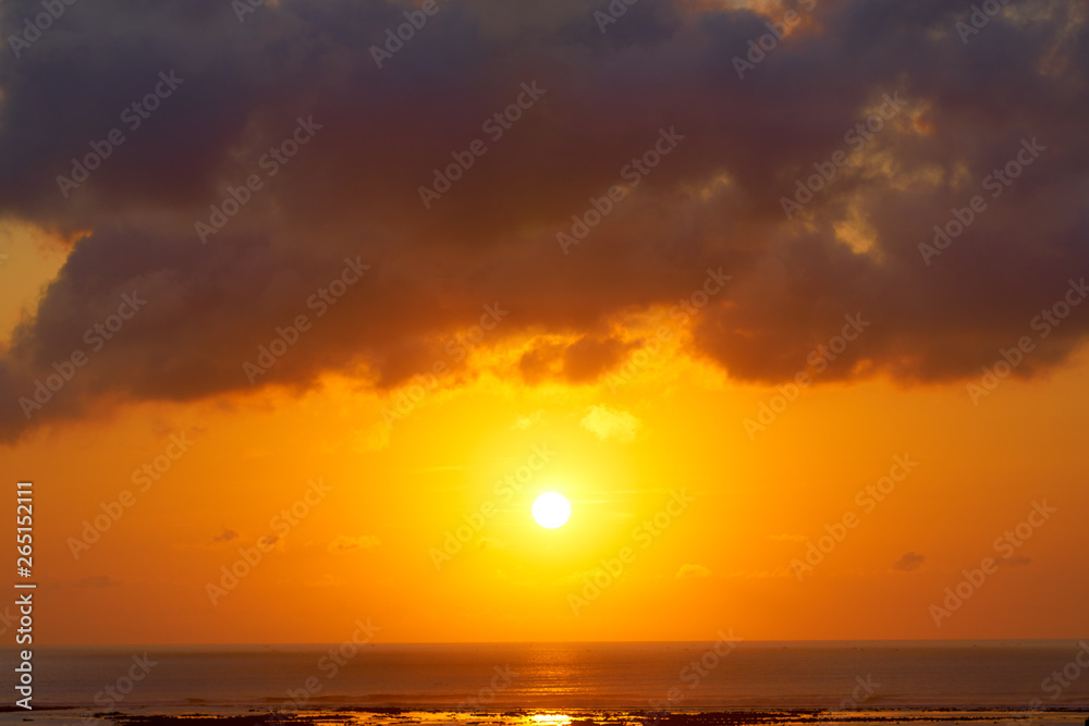 Golden sunset on Bali Island.