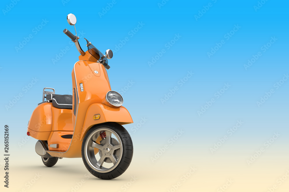 Orange Classic Vintage Retro or Electric Scooter. 3d Rendering
