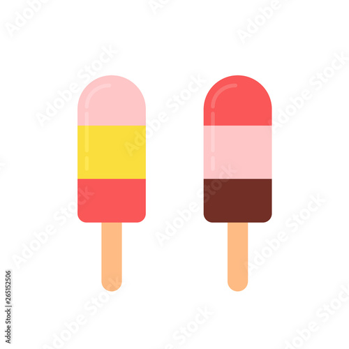 Multicolored frozen popsicles flat icons