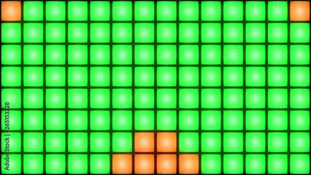 Green and Orange Disco nightclub dance floor LED dancing wall glowing light grid dancefloor musical background vj seamless loop club animation