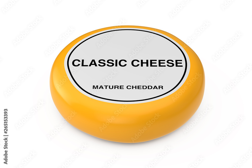Yellow Wheel of Wax Cheese with Label. 3d Rendering Yellow Wheel of Wax Cheese with Label. 3d Rendering