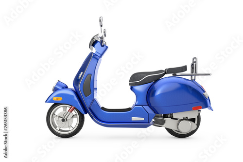 Blue Classic Vintage Retro or Electric Scooter. 3d Rendering