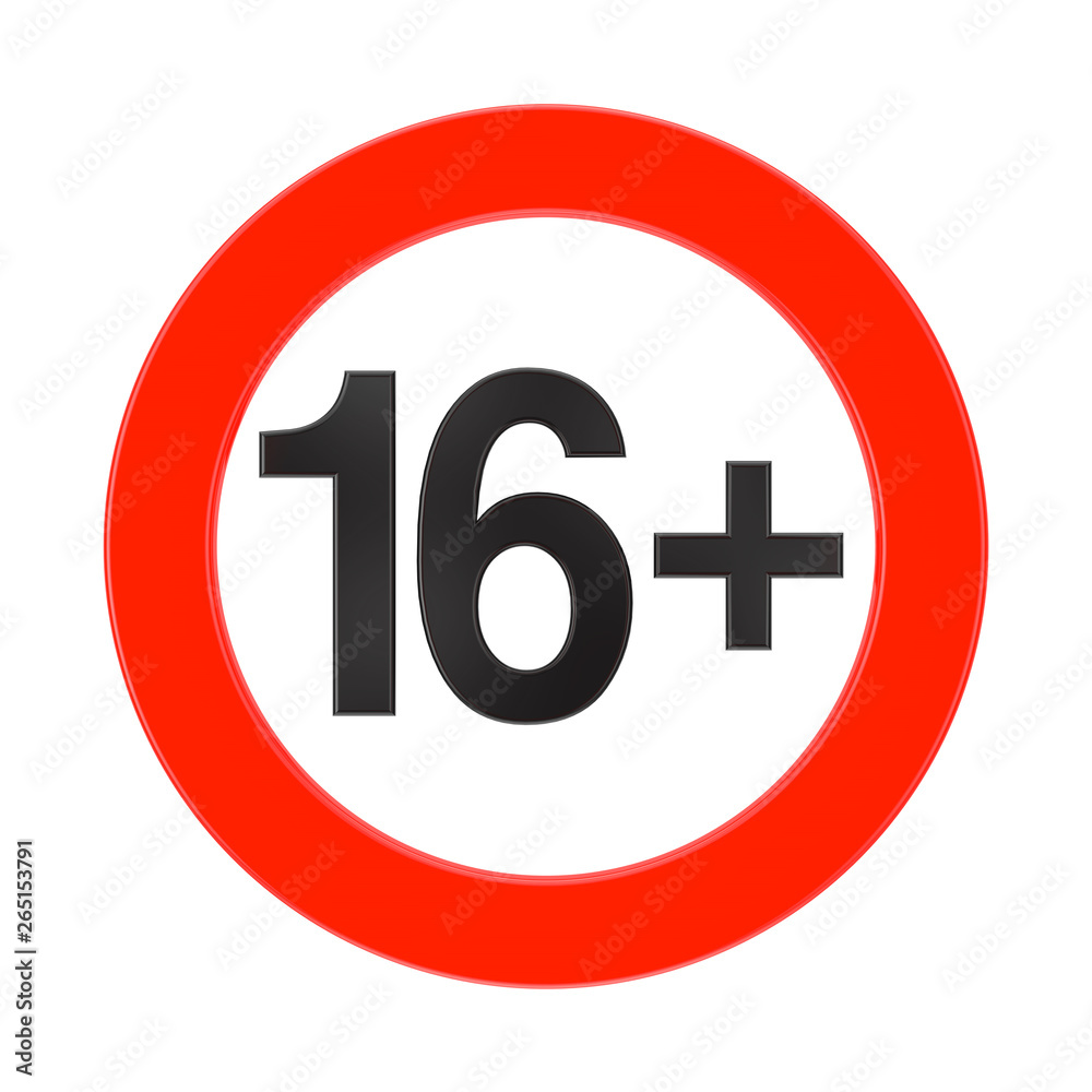 Forbidden Under the Age of 16 Red Sign. 3d Rendering Forbidden Under the Age of 16 Red Sign. 3d Rendering