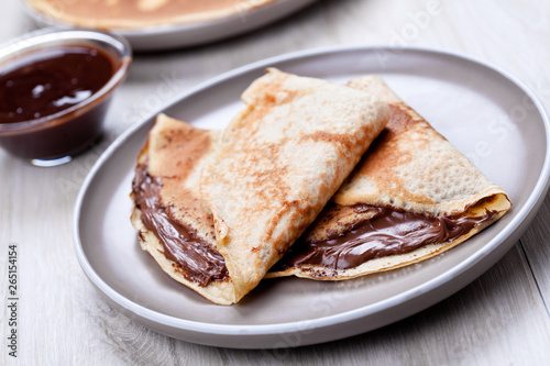 Couple Of homemade Crepes With Chocolate