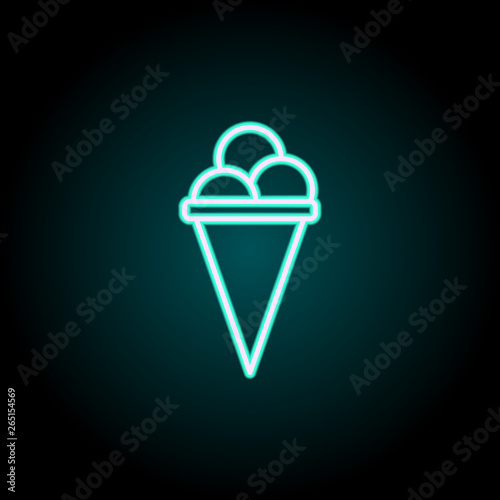 ice-cream in horn neon icon. Elements of fast food set. Simple icon for websites, web design, mobile app, info graphics