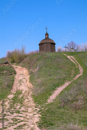 Wooden church in the village Vitachev of Obukhov district, Kiev region photo