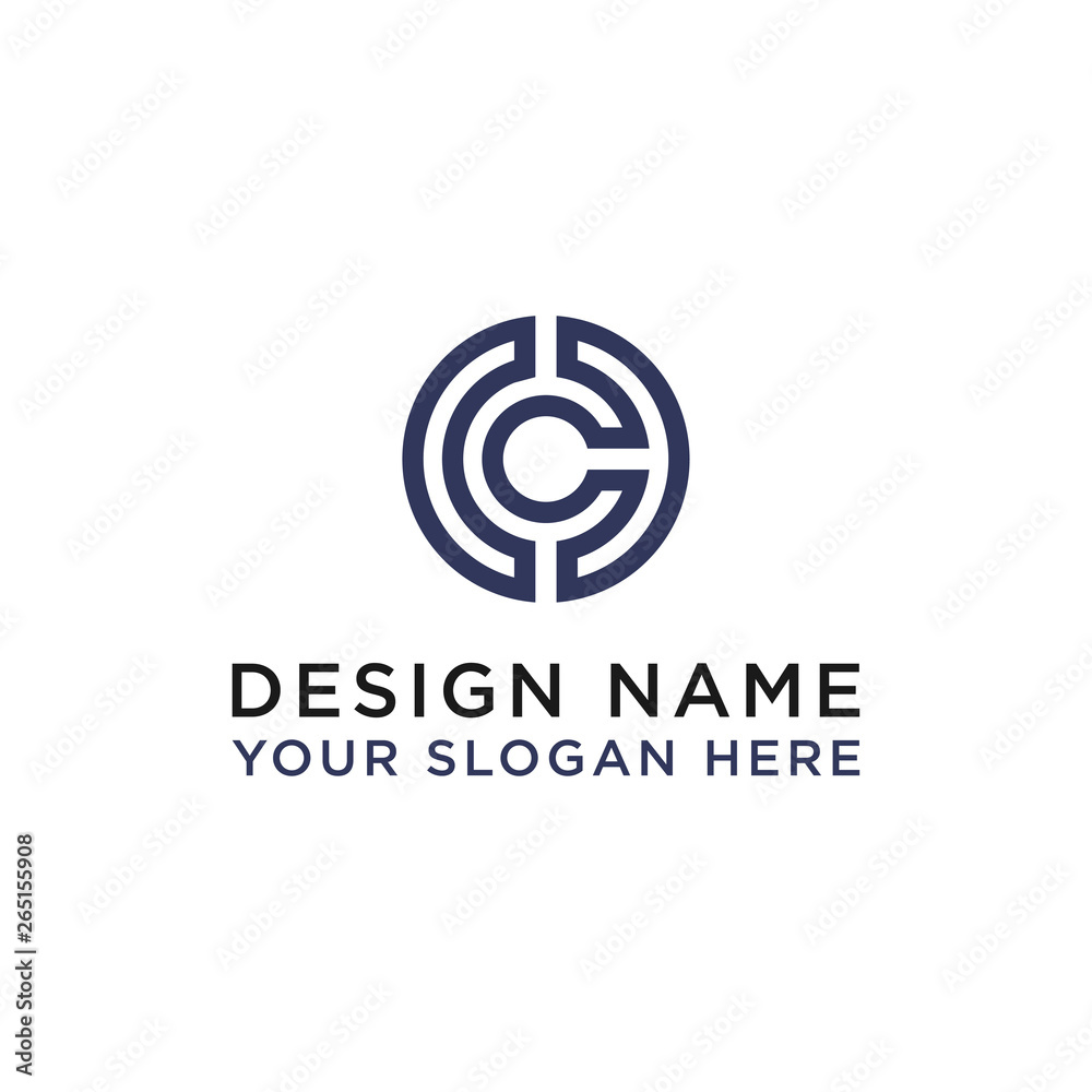 initial logo design C. Type of beautiful logo for all company brands with orange and blue colors. - Vector