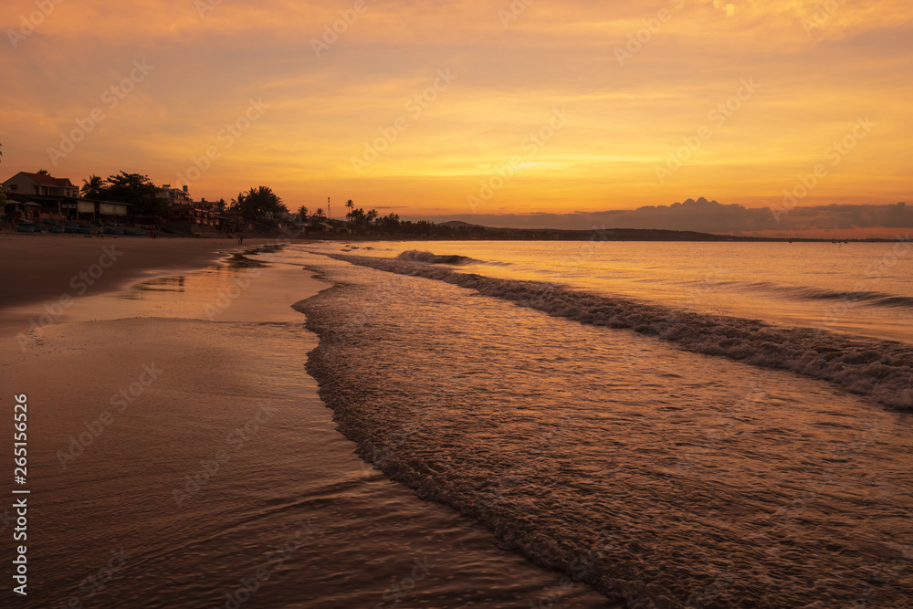 The golden beach in sunrise