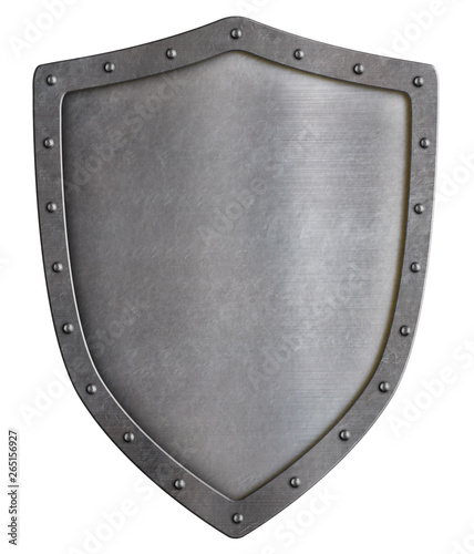 Simple metal shield isolated 3d illustration