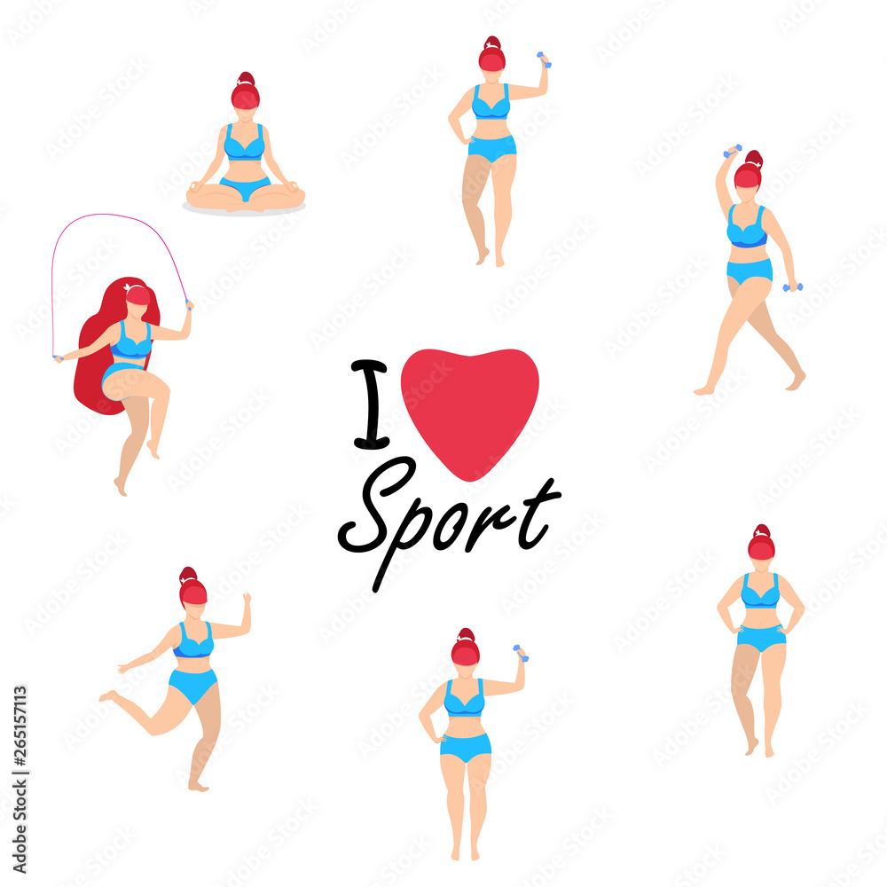 Woman Sport Activities. Different Poses. Workout Woman Sport Activities. Different Poses. Workout
