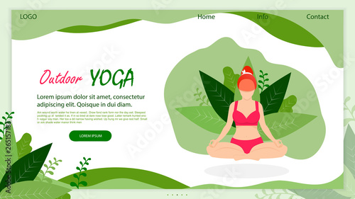 Outdoor Yoga. Young Woman Doing Asana on Nature.