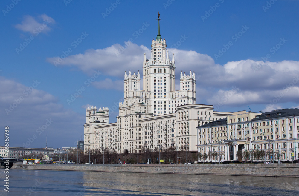 Russia, Moscow - April 6, 2019: High-rise on Kotelnicheskaya Embankment