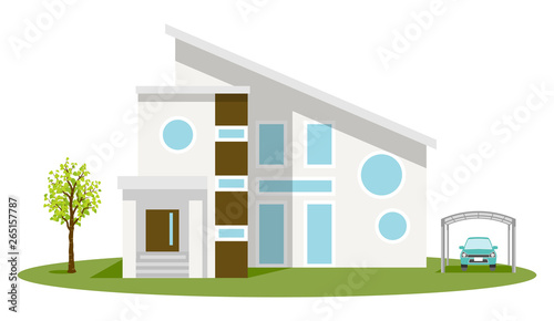 Exterior of the residential house, front view