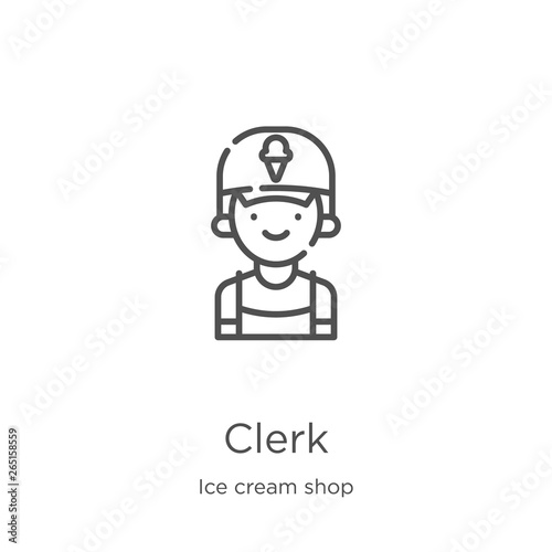 clerk icon vector from ice cream shop collection. Thin line clerk outline icon vector illustration. Outline, thin line clerk icon for website design and mobile, app development.