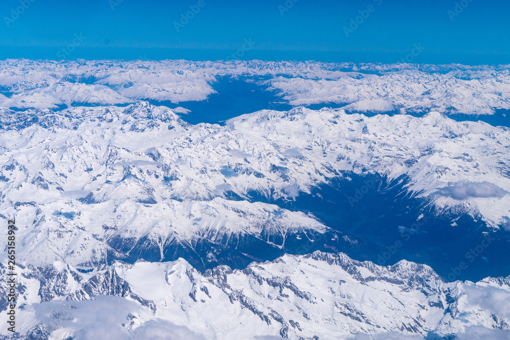 The Alpes as seen from  airplane